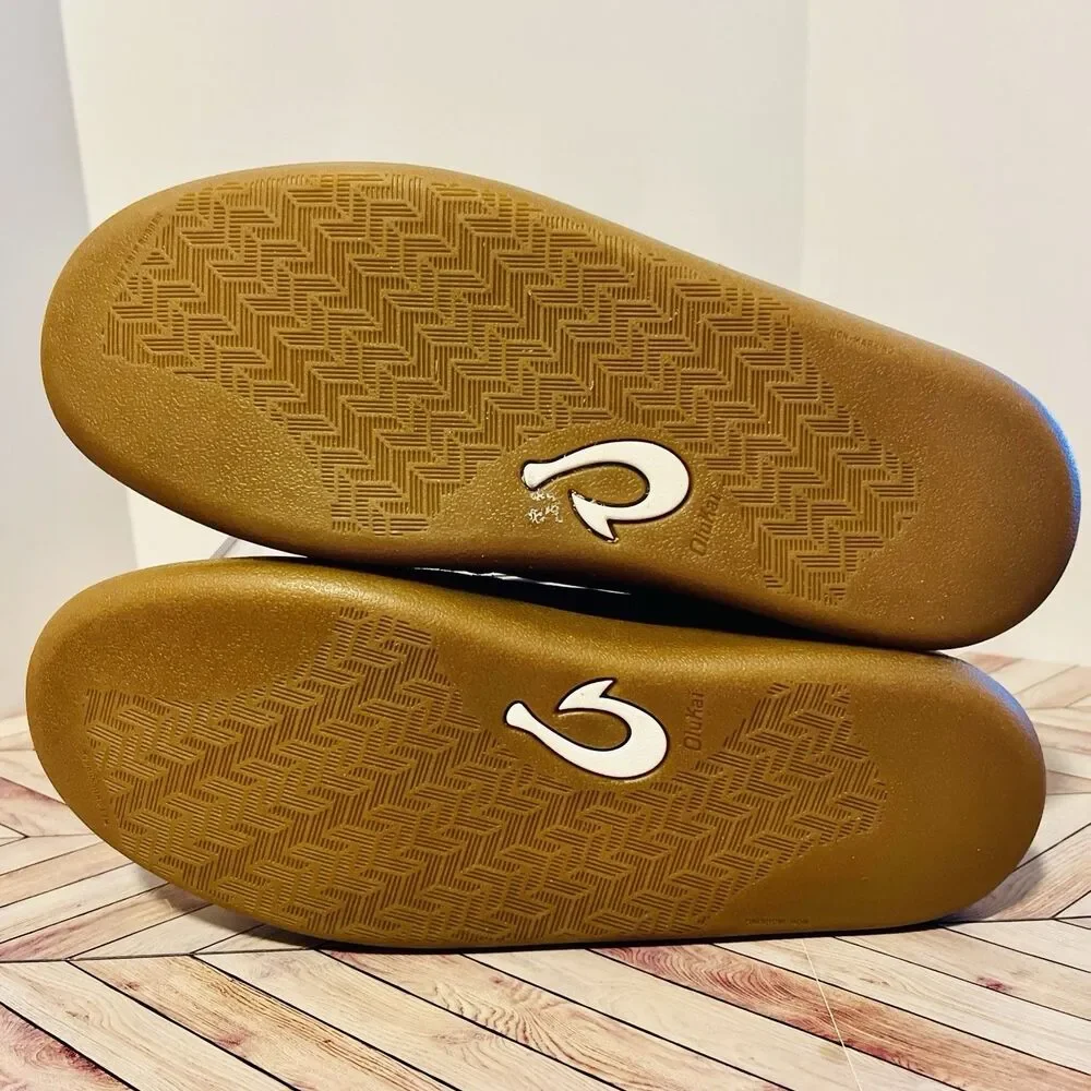 Olukai Punini Men’s 7 M‎ Sneakers Clay Lemon Grass Mesh Suede Drop in Heel Tan